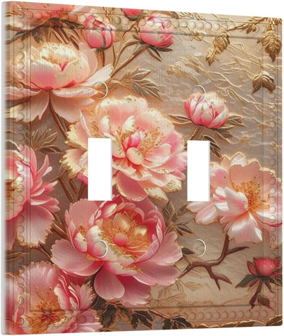 Placa interruptor decorativa doble palanca 2 gang flor peonía