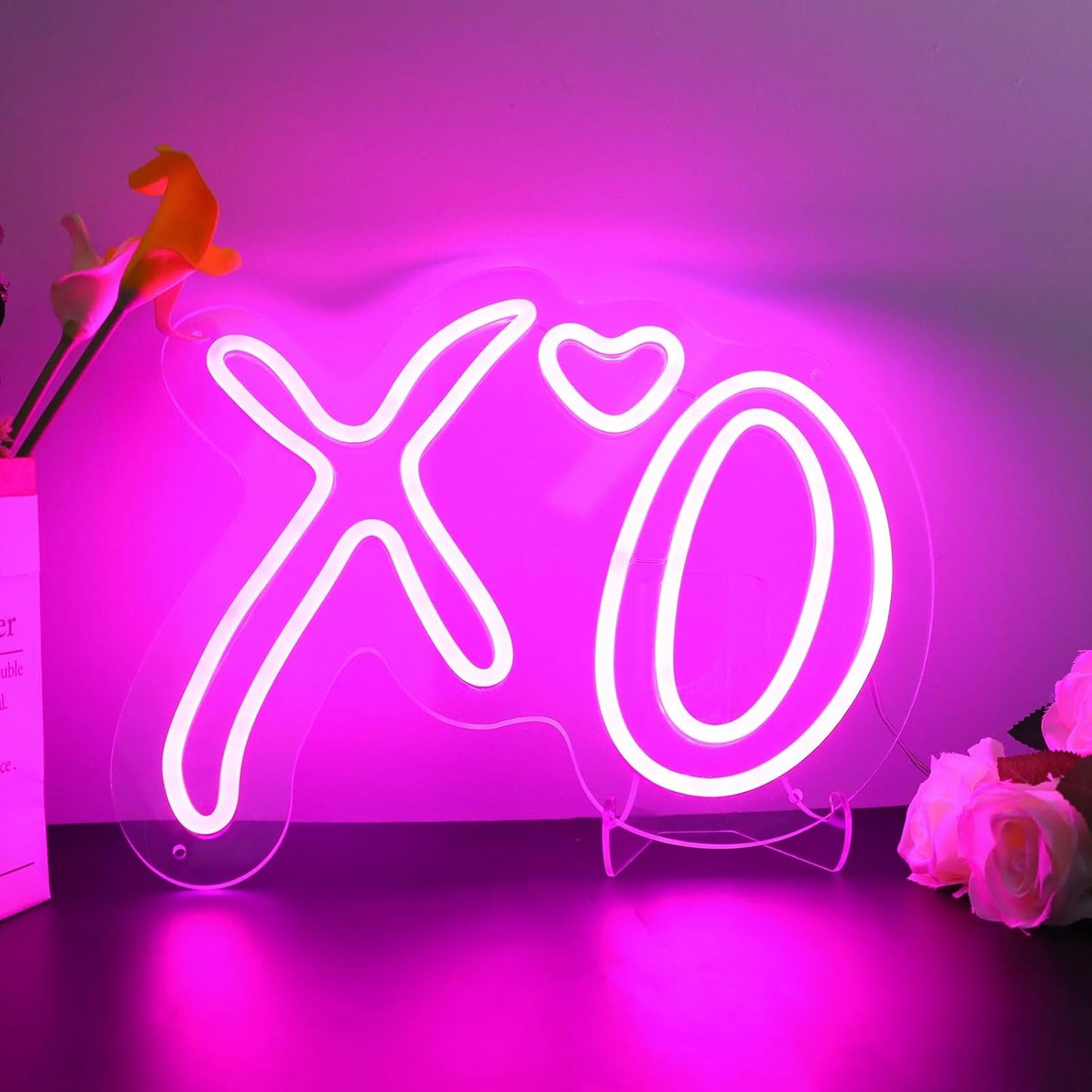 Letrero Neón XO Corazón Led Rosa Colgante para Hogar Bar Pub