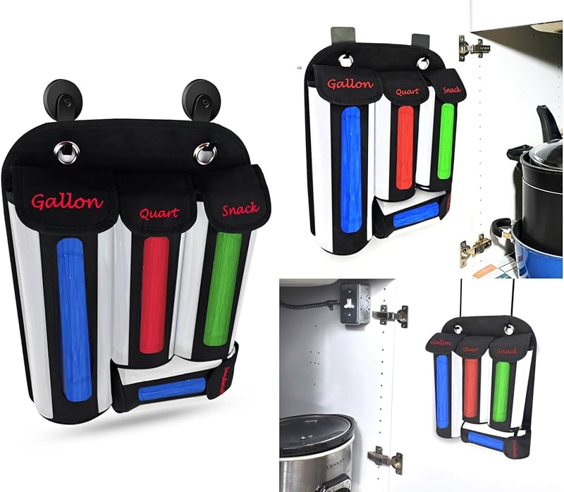 Organiz. bolsas con correas autoadhesivas y ganchos