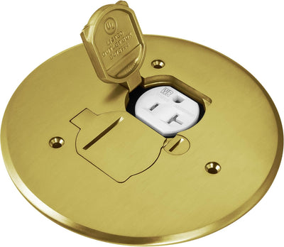 Tapa doble abatible caja piso 5.75pulg latón UL