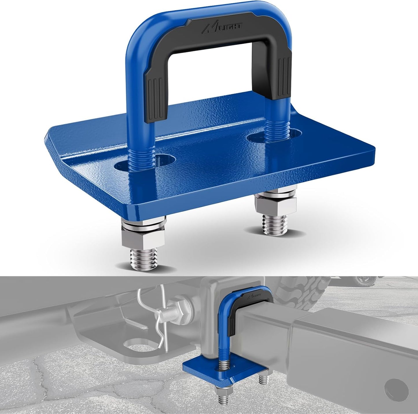 Tensor enganche remolque 2pulg acero goma perno U azul
