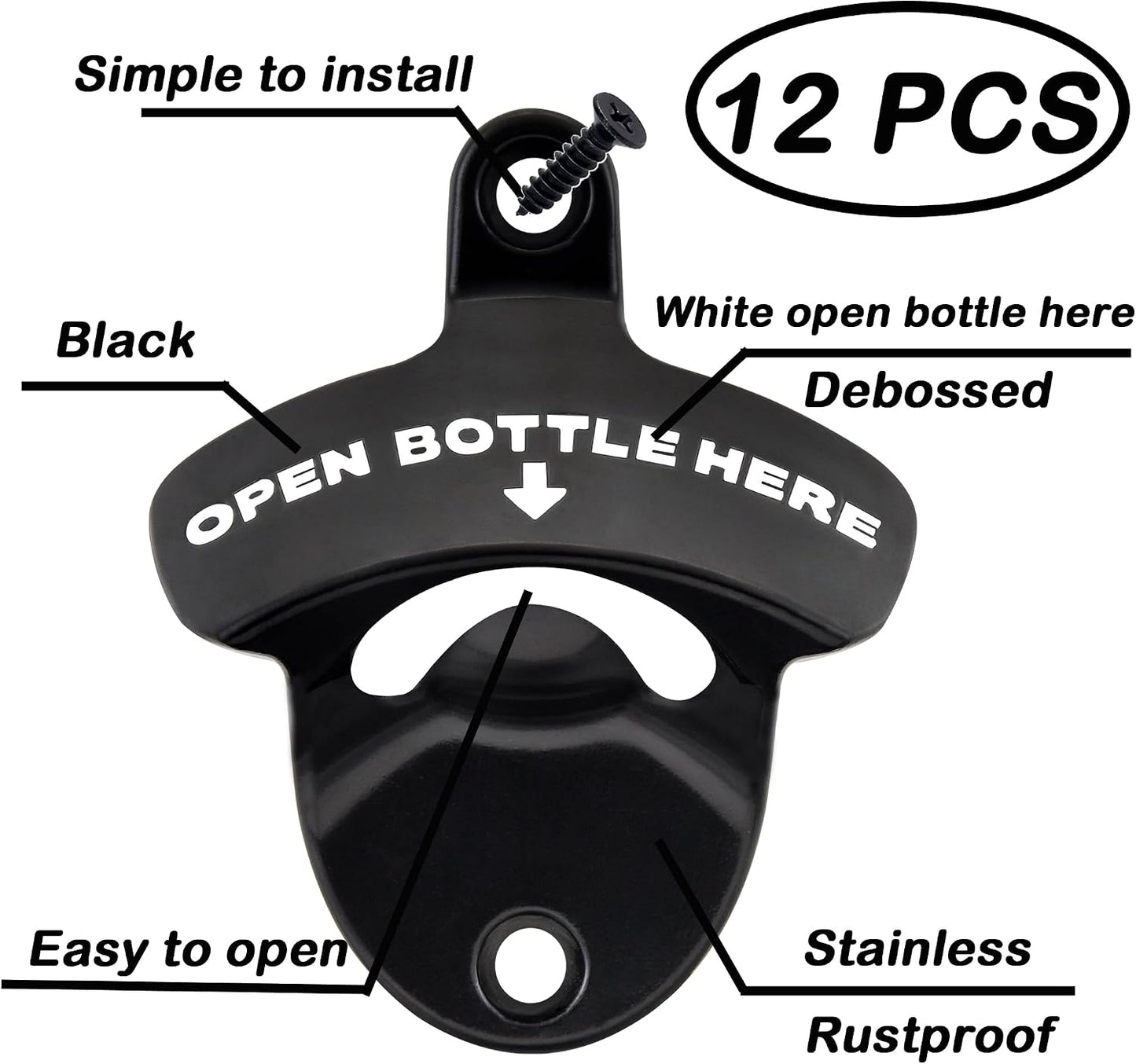 Abrebotellas pared 12uds poste enfriador madera negro blanco