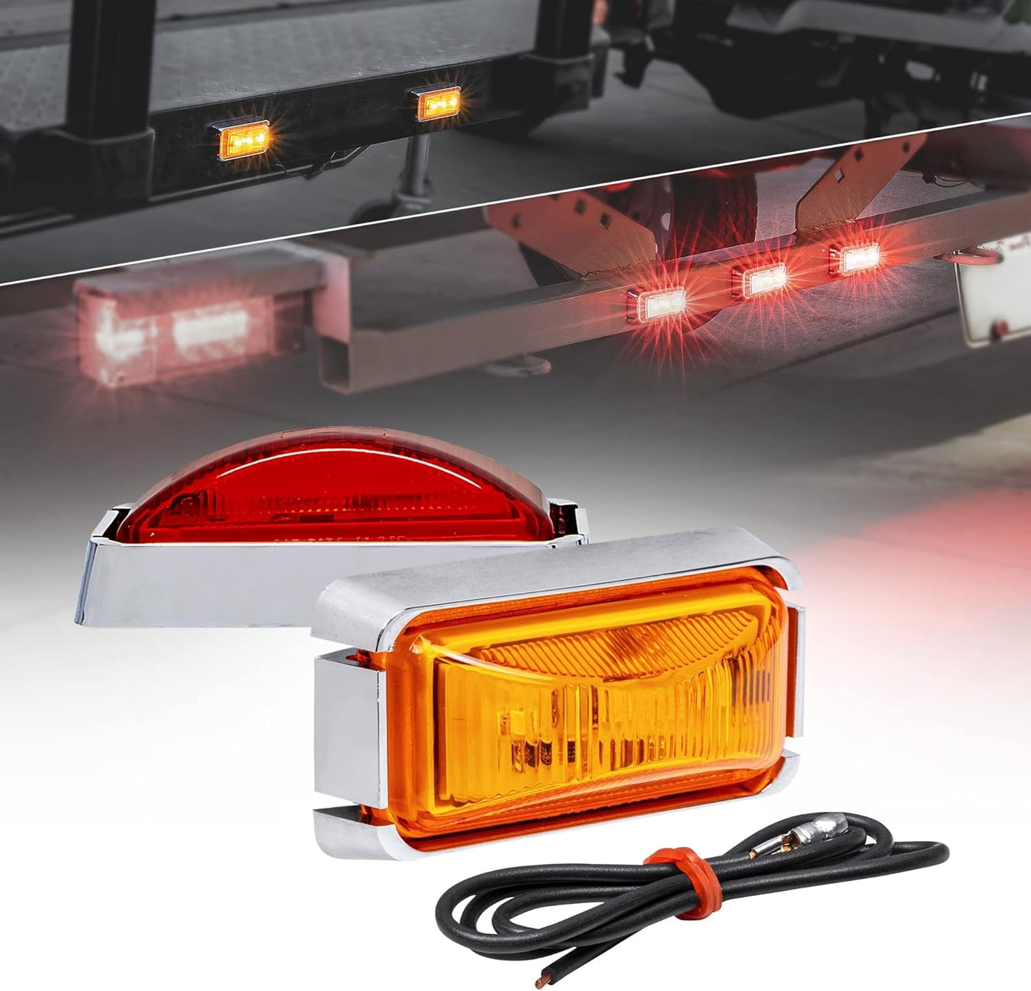 Luces LED ámbar rojo bisel cromado IP67 para remolque camión