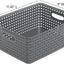 4 Cestas Almacenamiento Plástico Gris Tejida