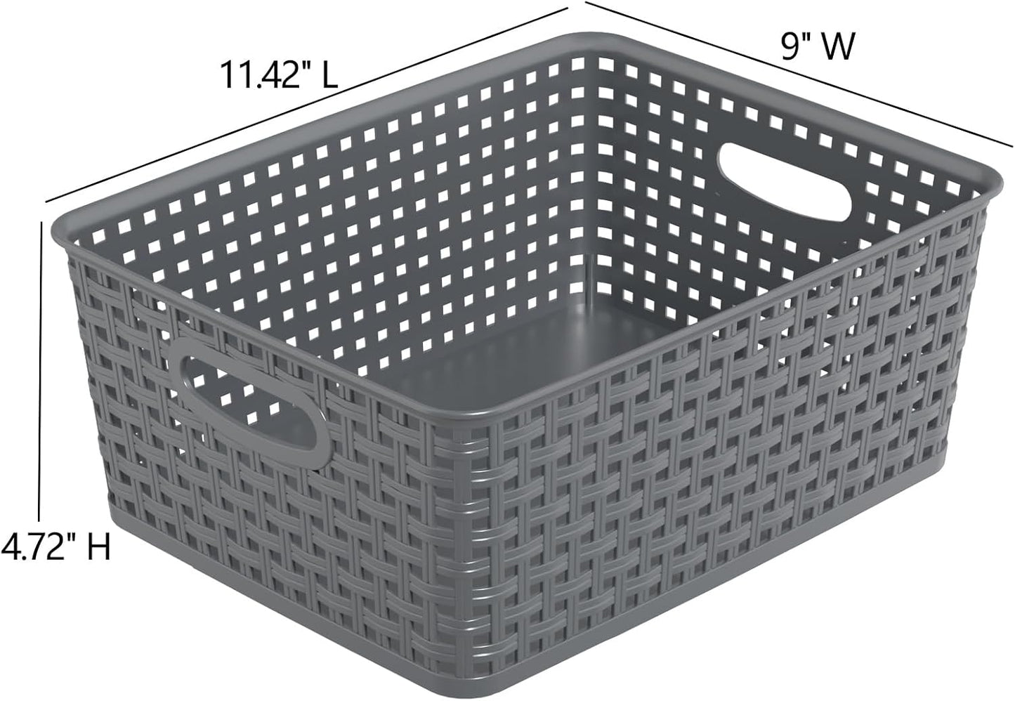 4 Cestas Almacenamiento Plástico Gris Tejida