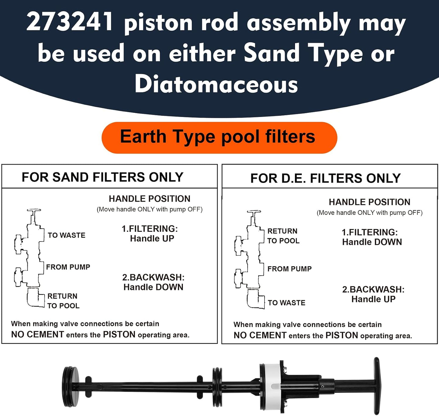 Vástago pistón Pentair 2" PVC piscina