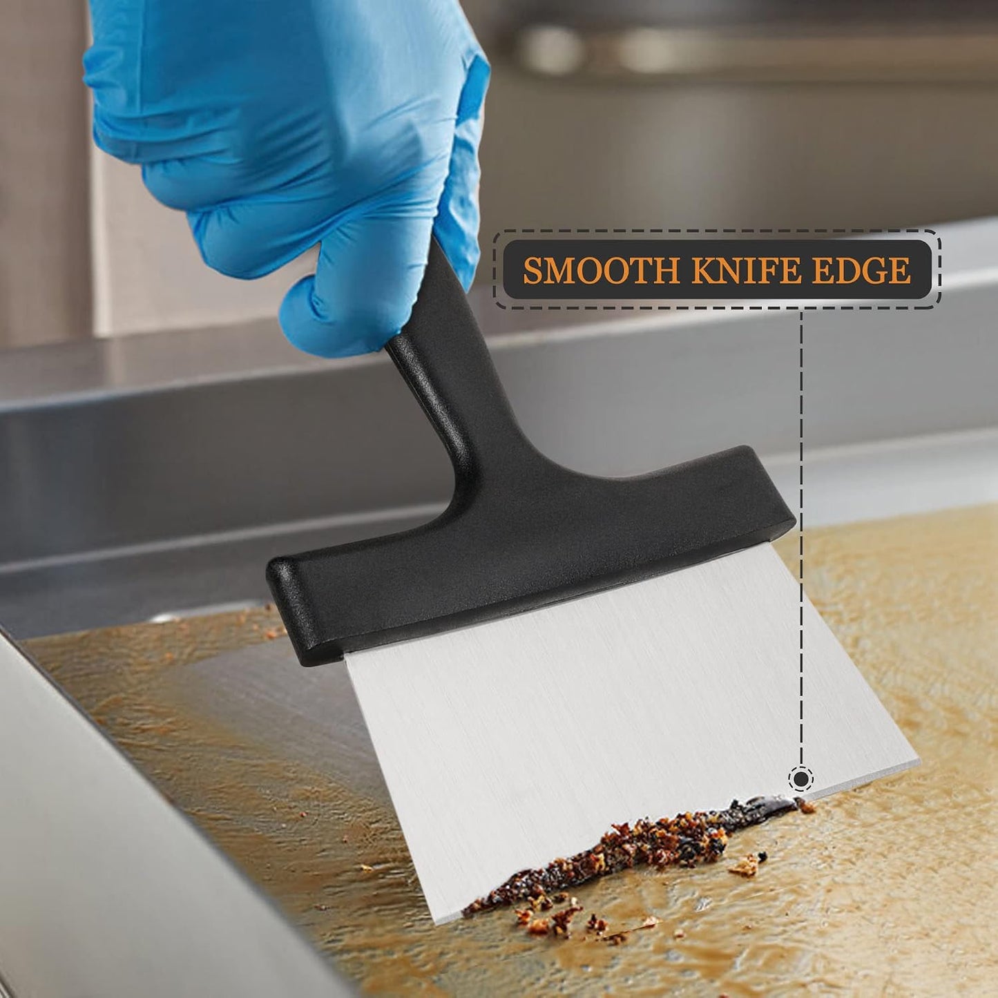 Raspador acero inox mango plástico 5" para teppanyaki
