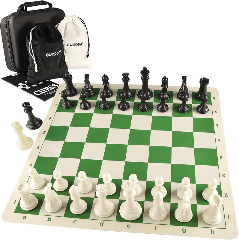 Set ajedrez torneo tablero plegable 20pulg silicona verde
