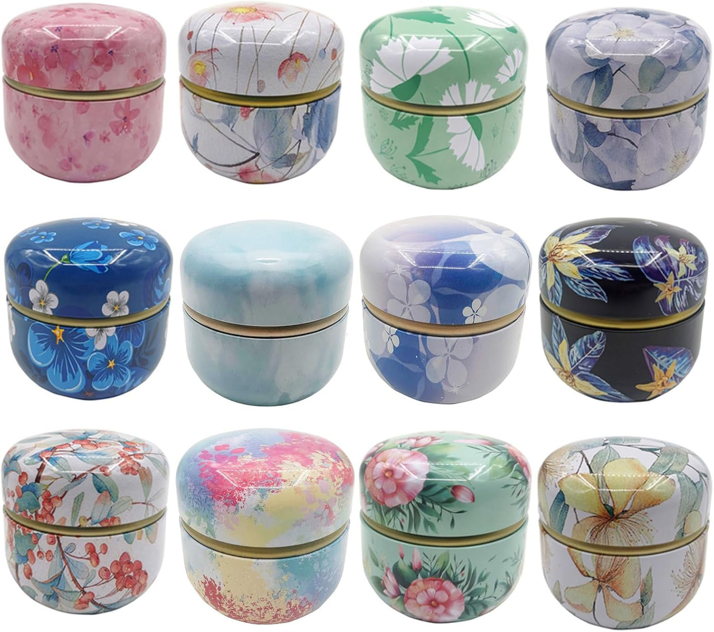 12 Pzas Lata Metal para Velas Tapa Sellada Caja Regalo