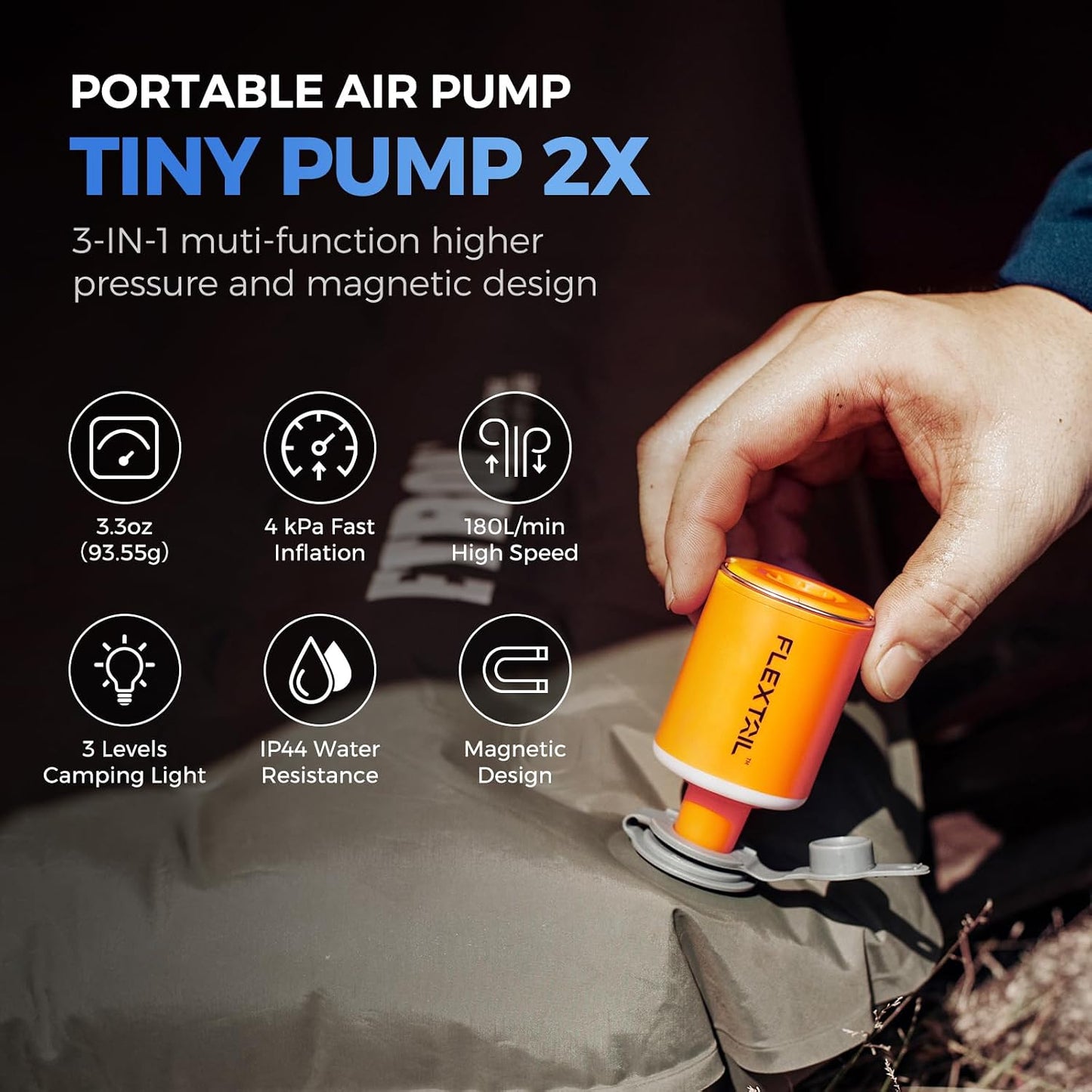 Bomba aire inflables con linterna 4kPa recargable