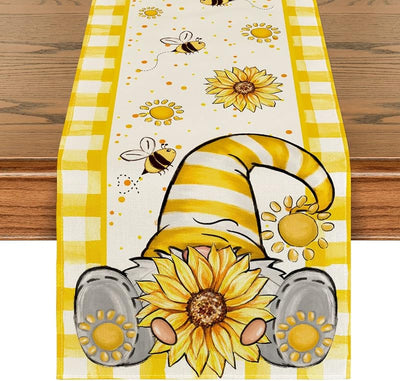 Camino mesa verano diseño girasol gnomo abeja 13x72pulg
