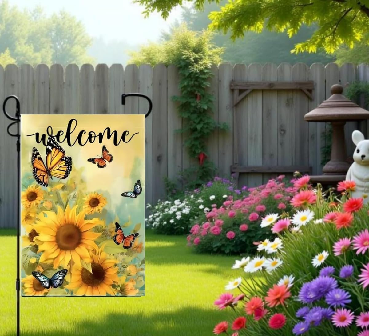 Banderas jardín doble cara 12x18pulg mariposa girasol