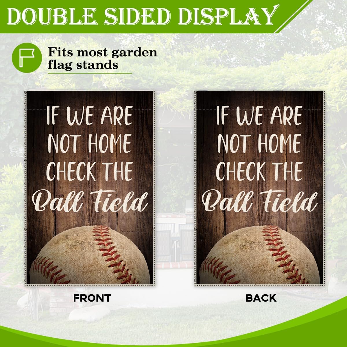 Bandera jardín béisbol softbol 12x18" doble cara
