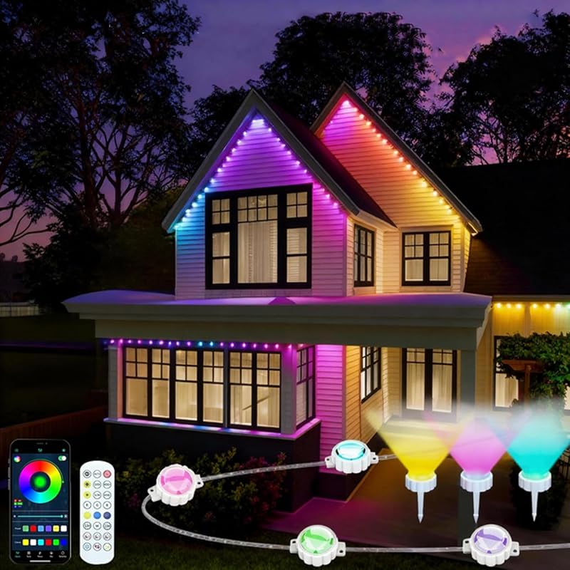Luces LED RGB IP67 impermeables 72 luces 75 modos exterior