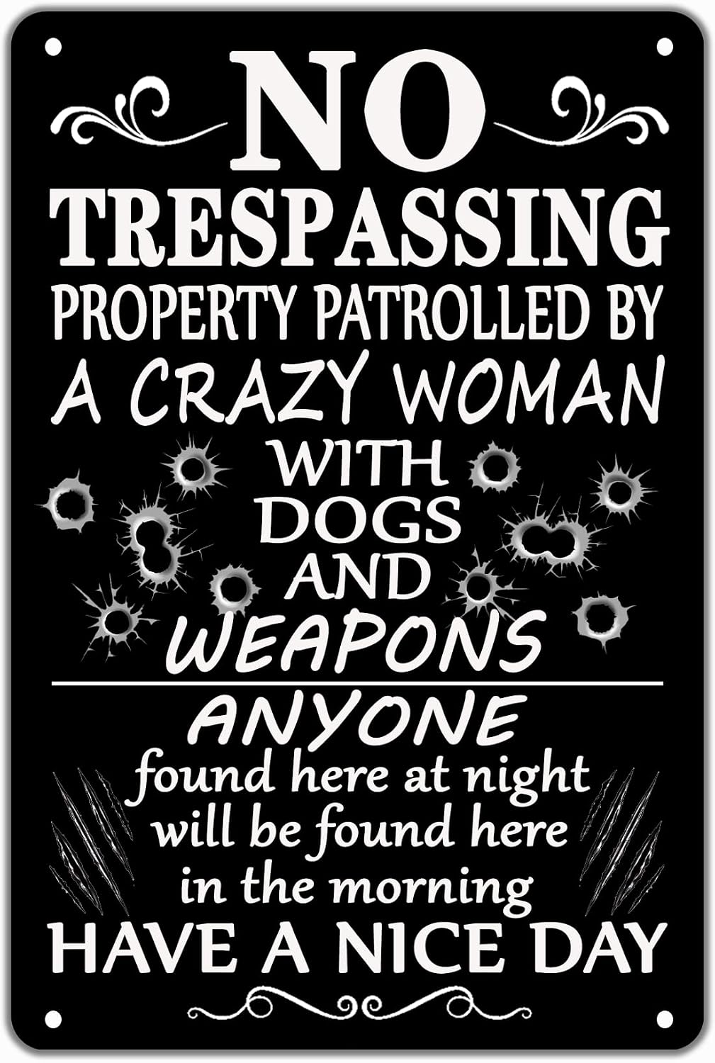 Letrero metal estaño No Trespassing 8x12"