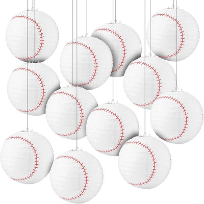 12 Linternas Béisbol 8pulg Colgantes Decoración Equipo Deporte