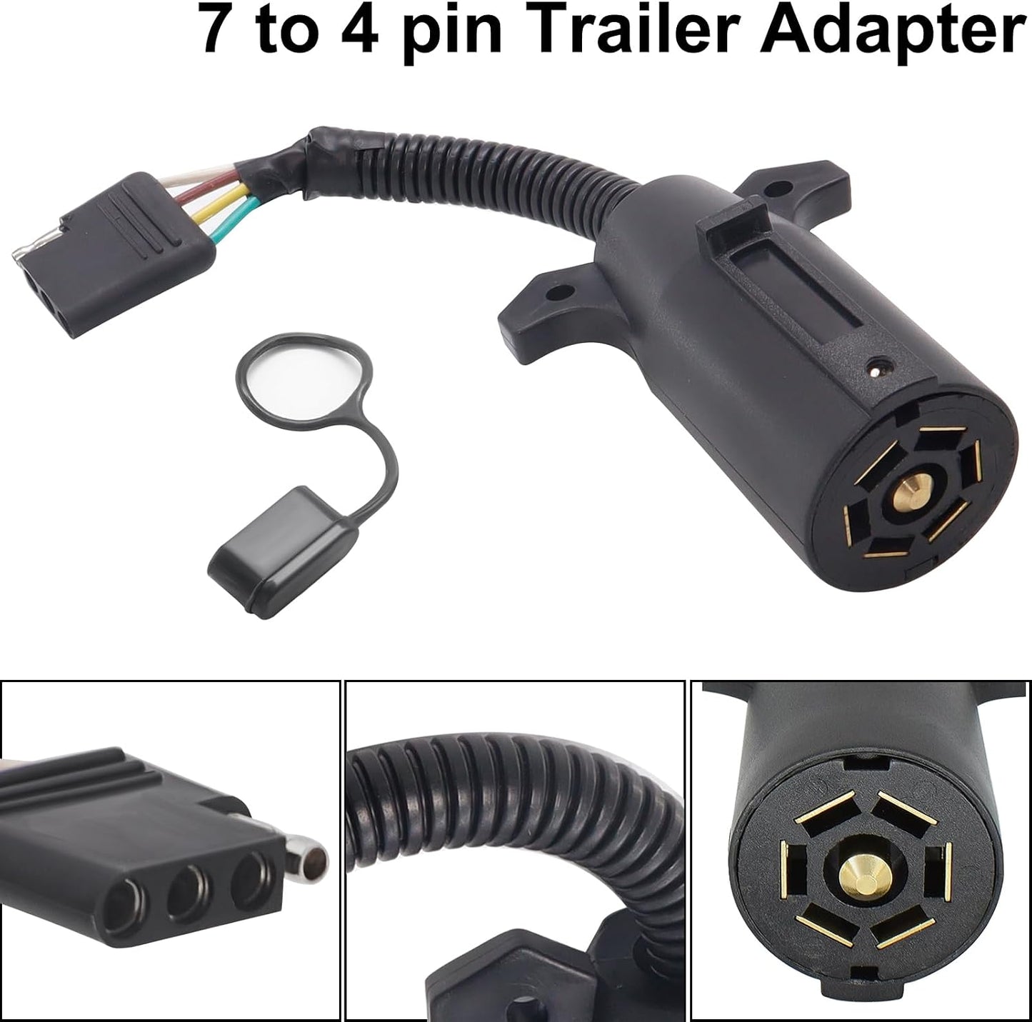 Adaptador 7 vías a 4 pines para remolque luz cubierta polvo