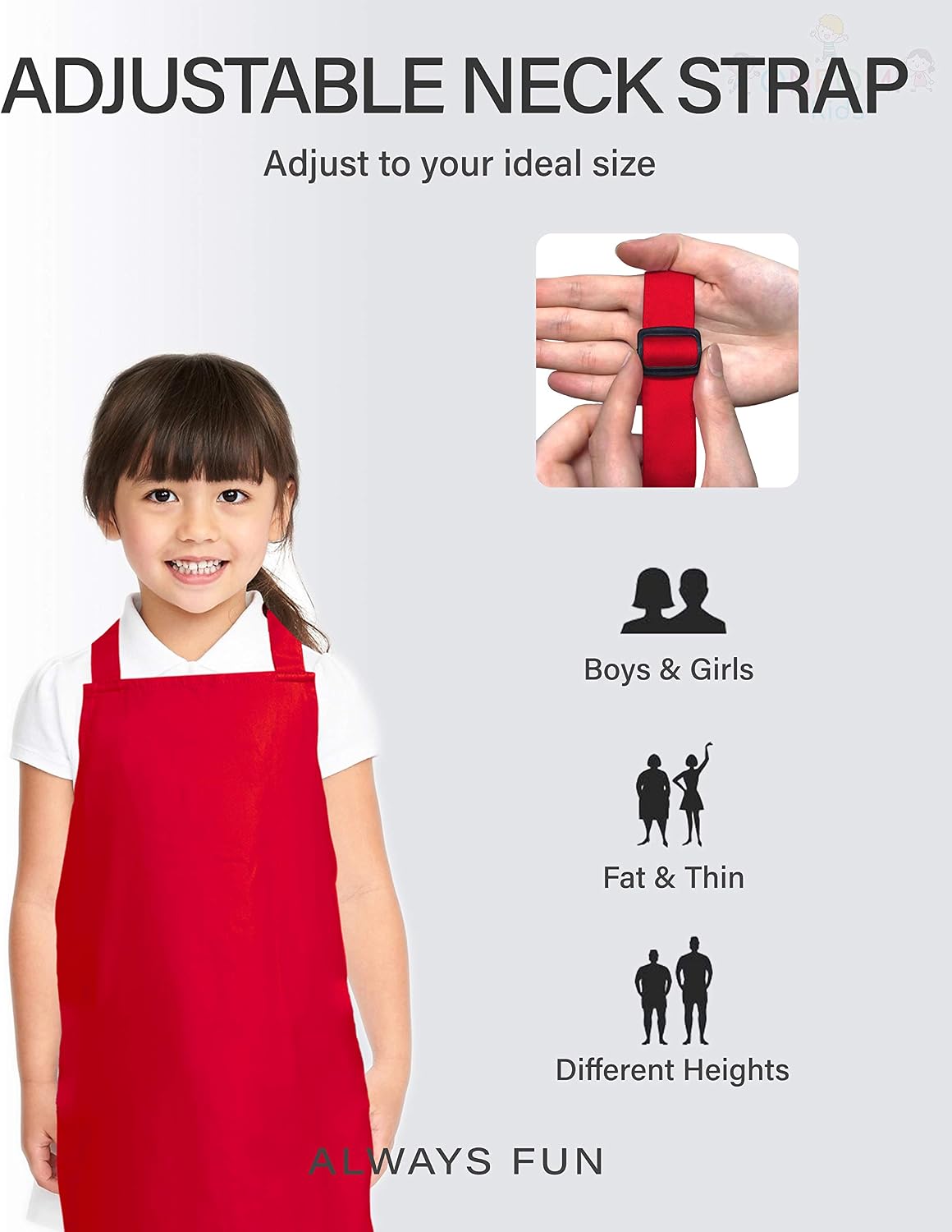 Delantal para niños 100% algodón correa ajustable