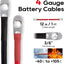 Cable batería 4AWG 12" conductor cobre terminales anillo 3/8