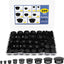 Set 200 tapones plástico ajuste preciso 9 tamaños negro