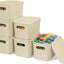 6 Cajas Plástico Apilables para Almacenar Beige