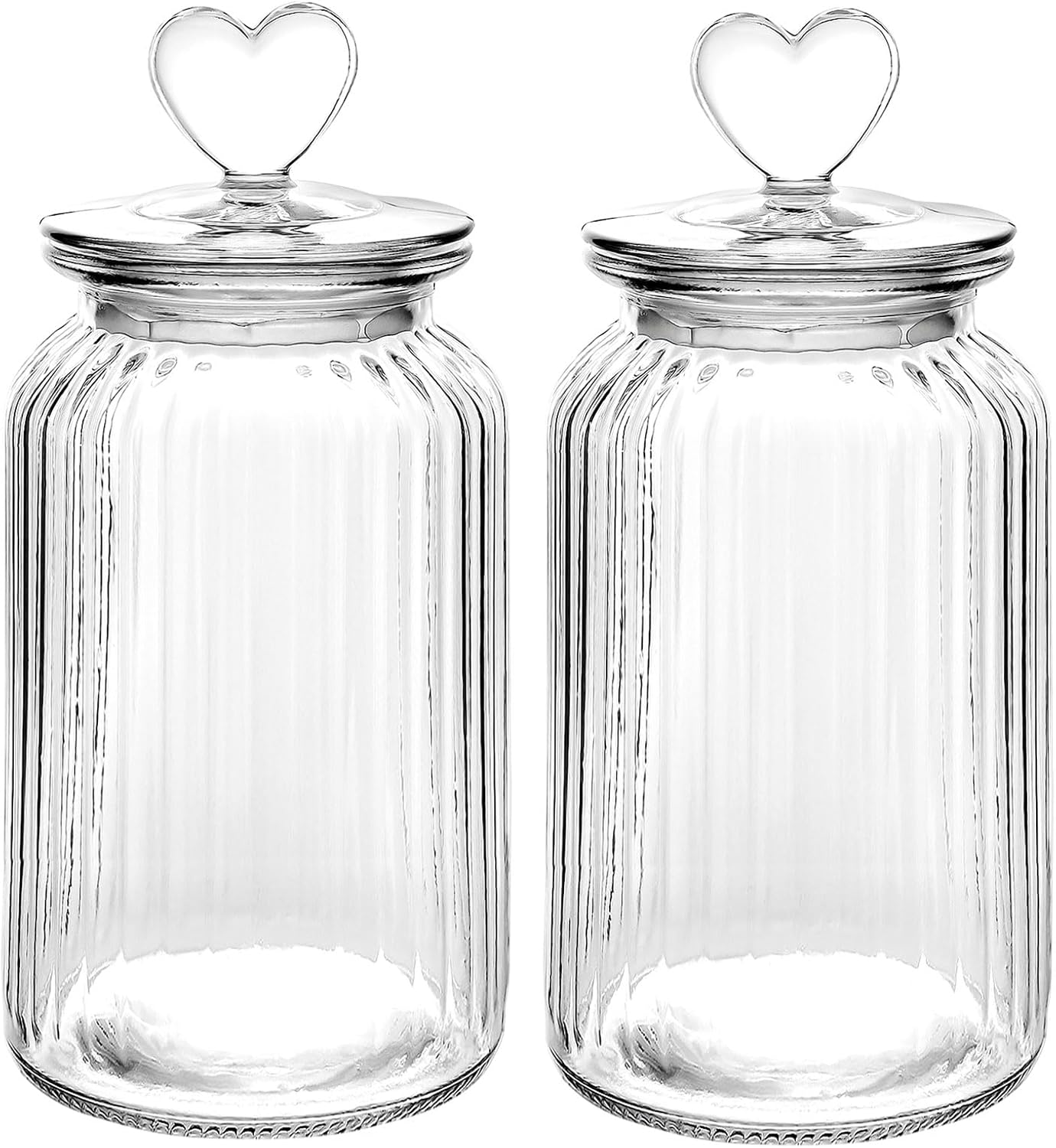 2 Pzas Tarro Vidrio Hermetico Corazones 45oz Bufé Dulces