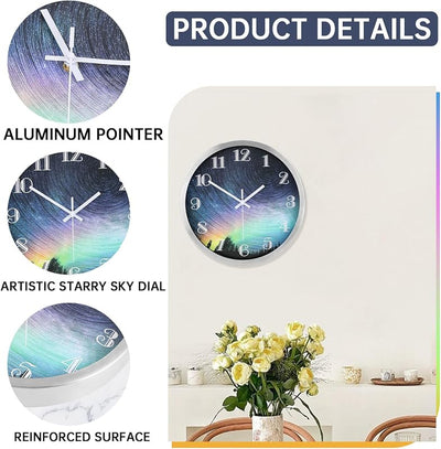 Reloj pared 12pulg analógico silencioso color plateado