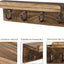 Soporte llaves pared madera 4 ganchos marrón