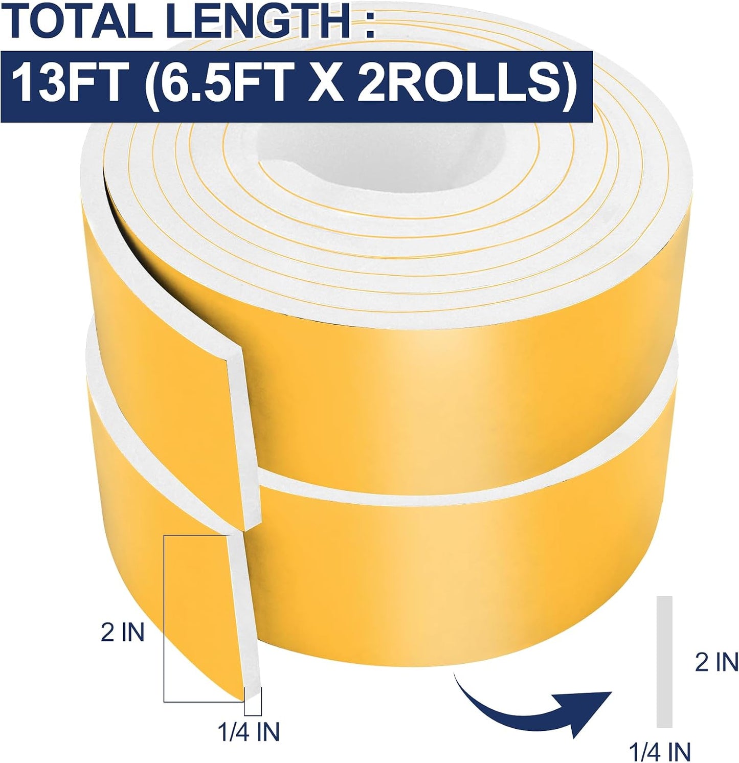 Cintas espuma autoadhesivas 2x0.25pulg 6.5ft resistente intemperie