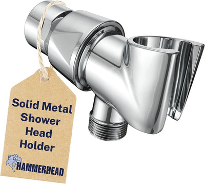 Soporte ducha metal cromado ajustable con gancho