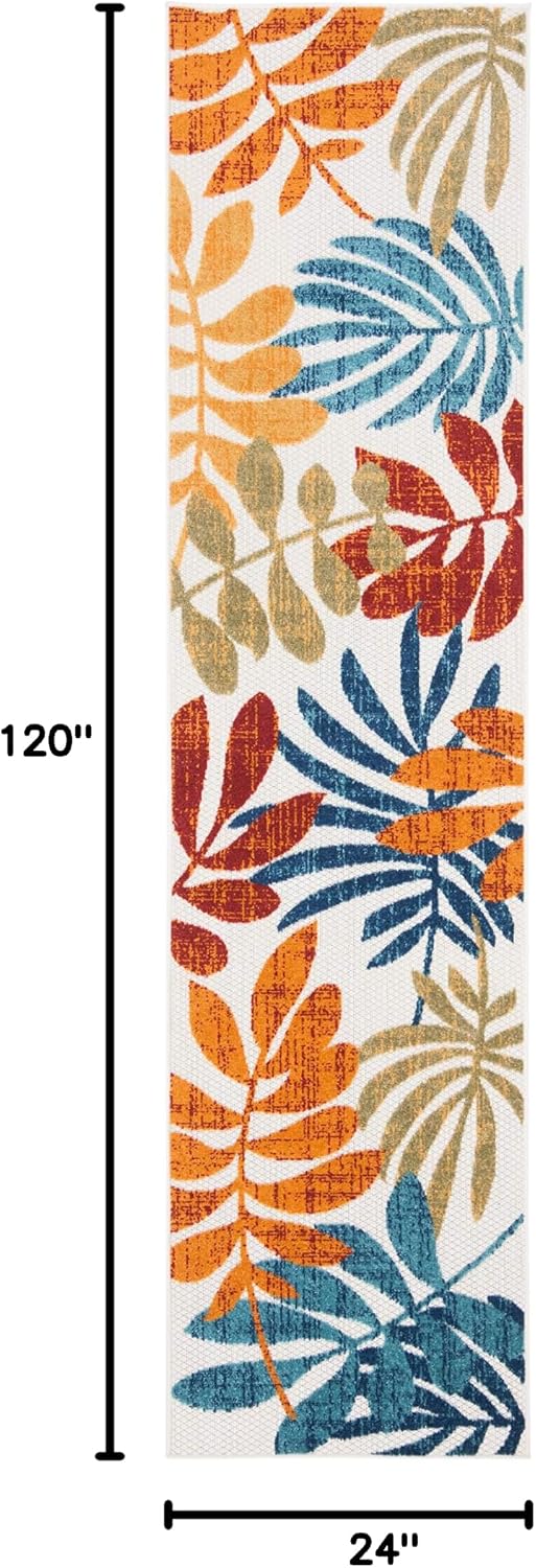 Alfombra lavable exterior 2x10ft color crema y rojo