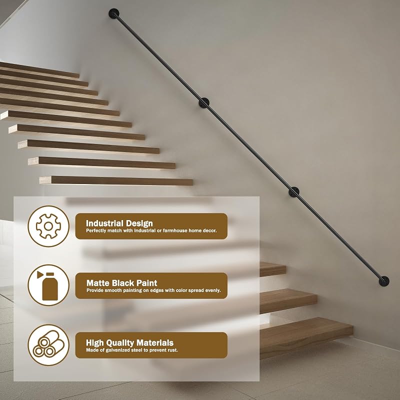 Kit pasamanos escalera acero galvanizado 6ft 440lb ajustable