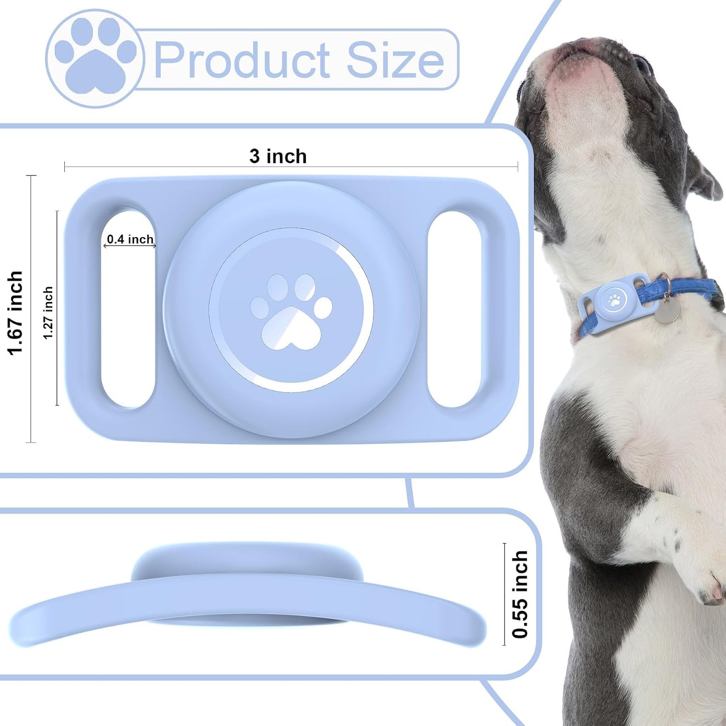 2 Fundas AirTag impermeable silicona para collar perro azul claro