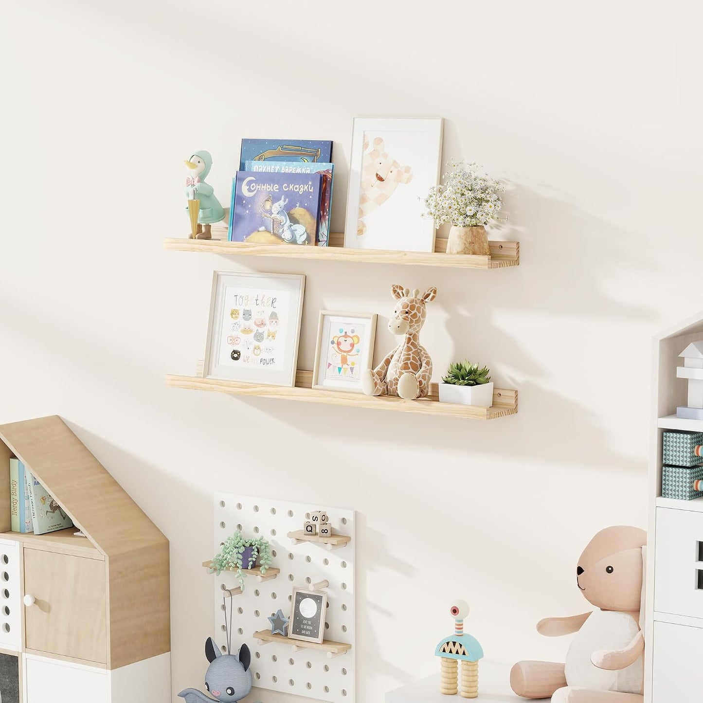 2 Pzas Estante Flotante Madera Pino 36" Niños