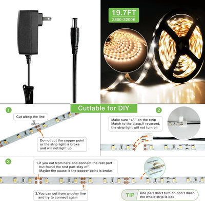 Tiras LED inalámbricas movimiento 19.7ft control RF