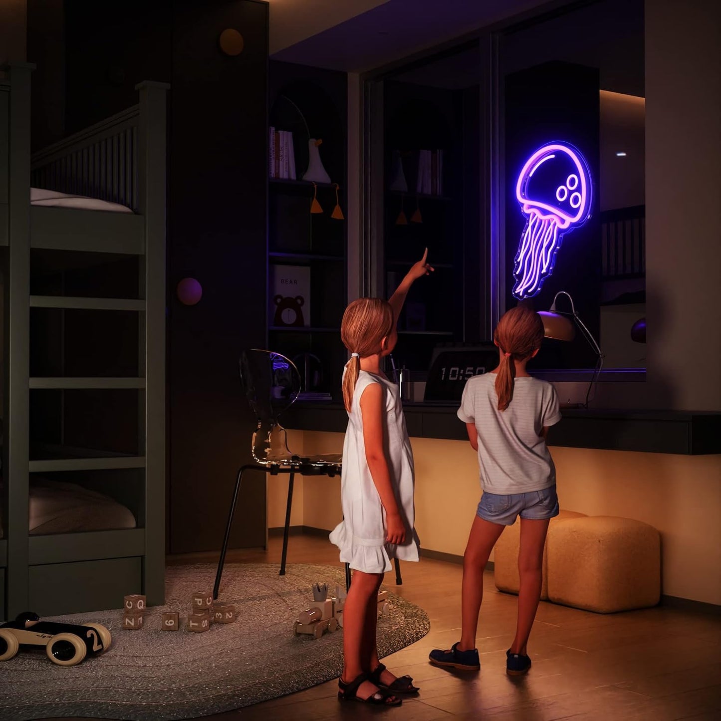 Letrero neón medusa 3D para decoración pared USB