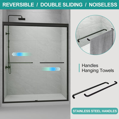 Puerta ducha deslizante 66x72pulg vidrio transparente 1/4pulg