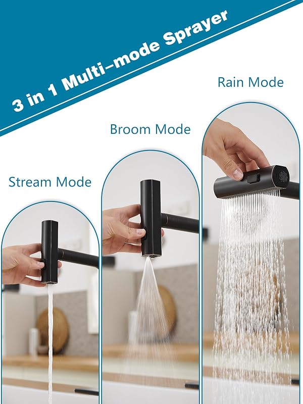 Grifo cocina acero inox rociador desplegable 3 funciones
