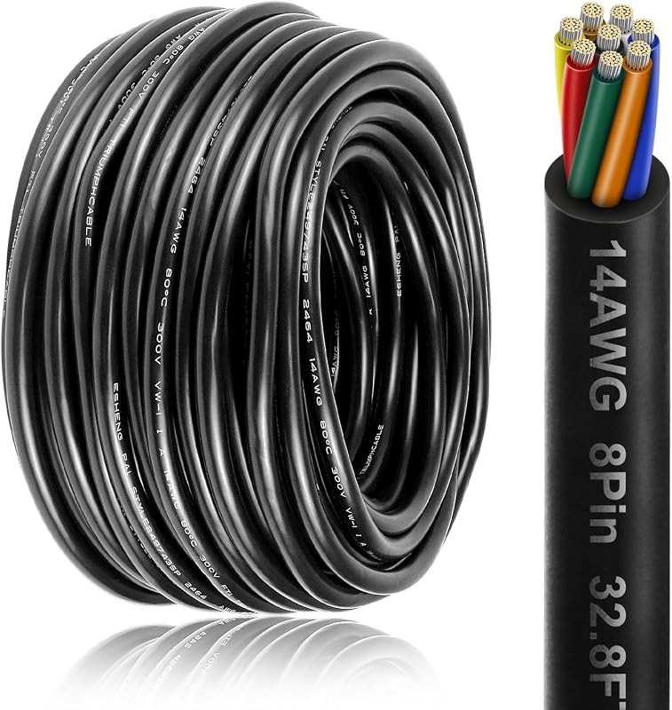 Cable eléctrico 14 y 8 conductores PVC 32,8pies LED