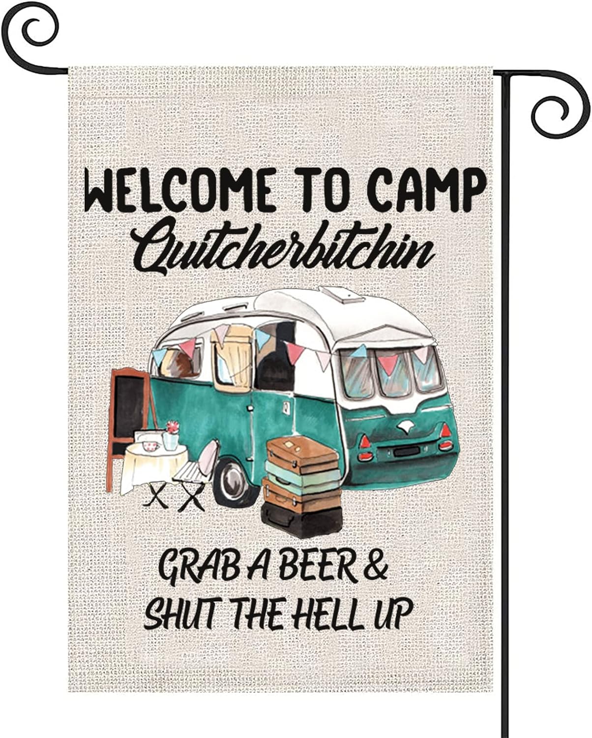 Bandera de camping Shut the Hell Up para remolque