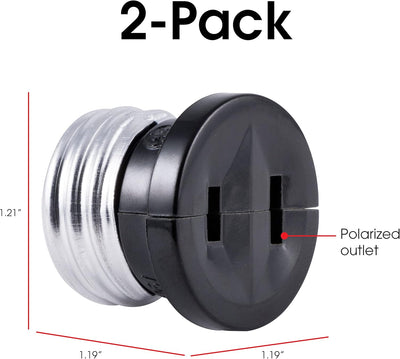 Enchufe polarizado pack 2 convertidor foco a tomacorriente UL negro