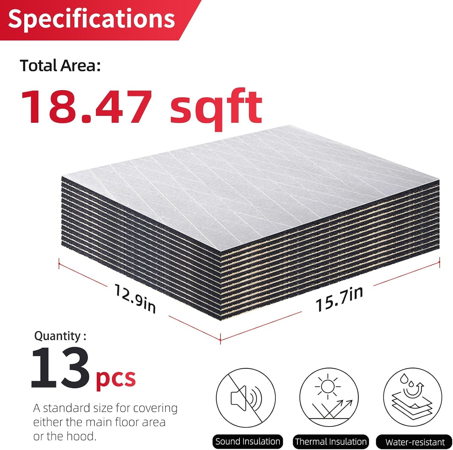 Alfombrilla aislamiento sonido automotriz 18 pies cuadrados