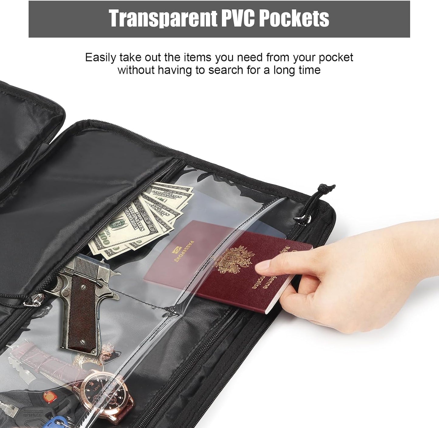 Bolsa seguridad efectivo impermeable con compartimento viajes