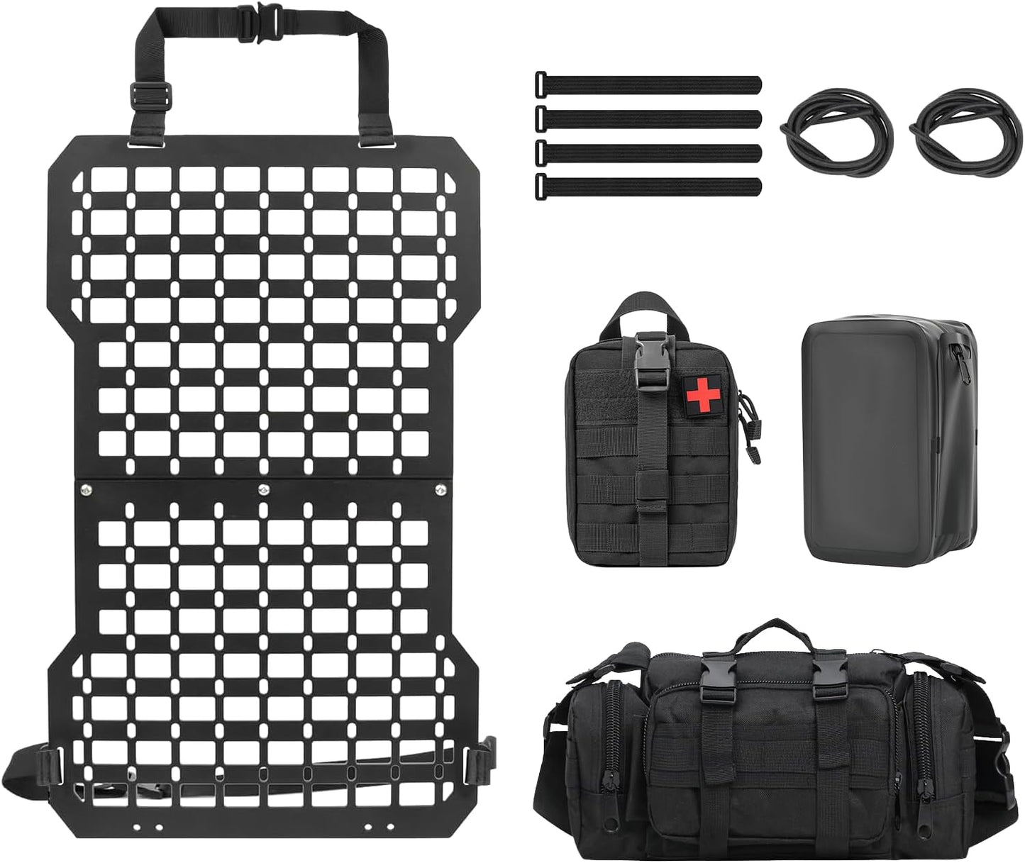 Paneles Molle tácticos para asiento con 3 bolsas