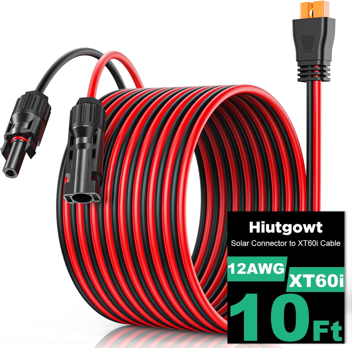Cable solar XT60i 12AWG 10ft para estación energía portátil