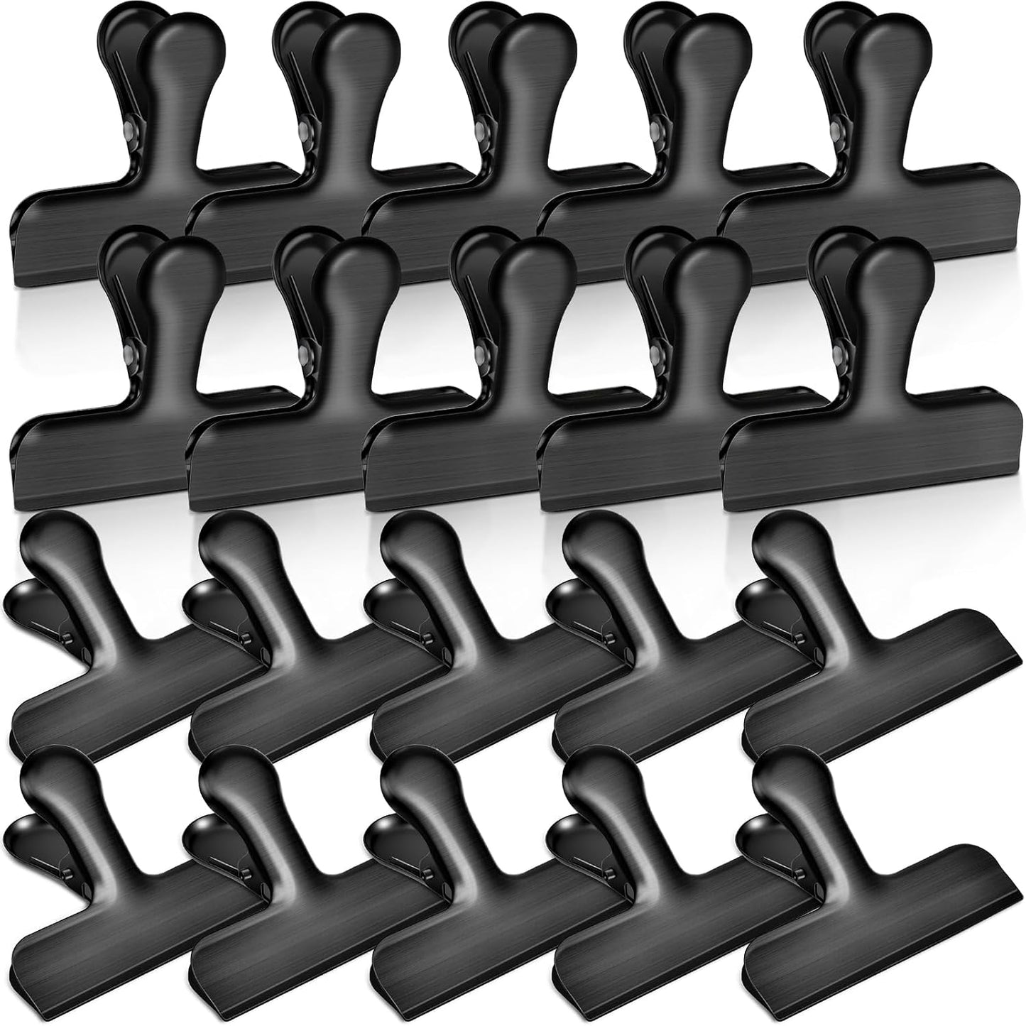 20 Clips Acero Inox para Bolsas Alimentos Negro