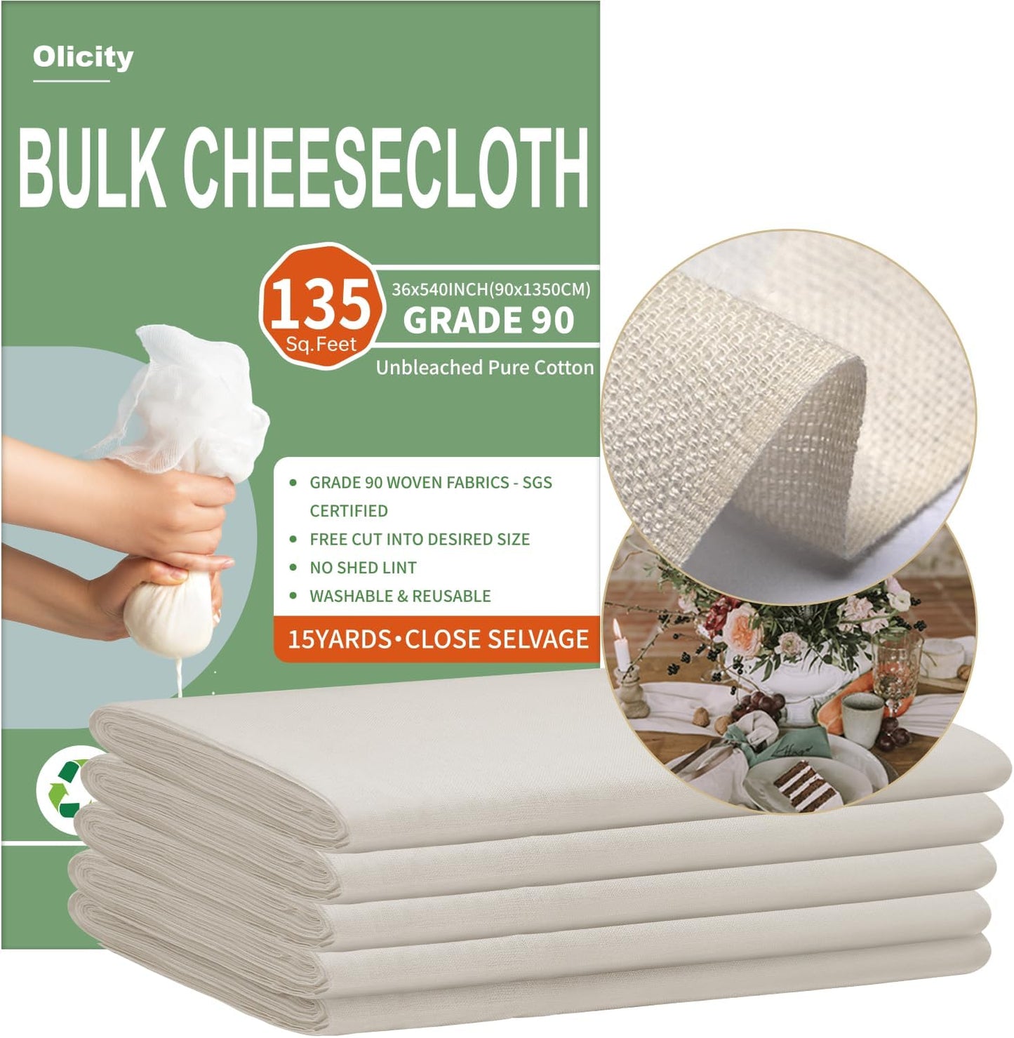 Rollo paño queso reutilizable algodón 3x45pies