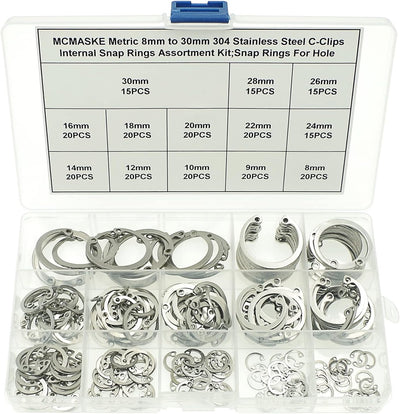 Kit anillos presión acero inox 304 8 a 1.181pulg