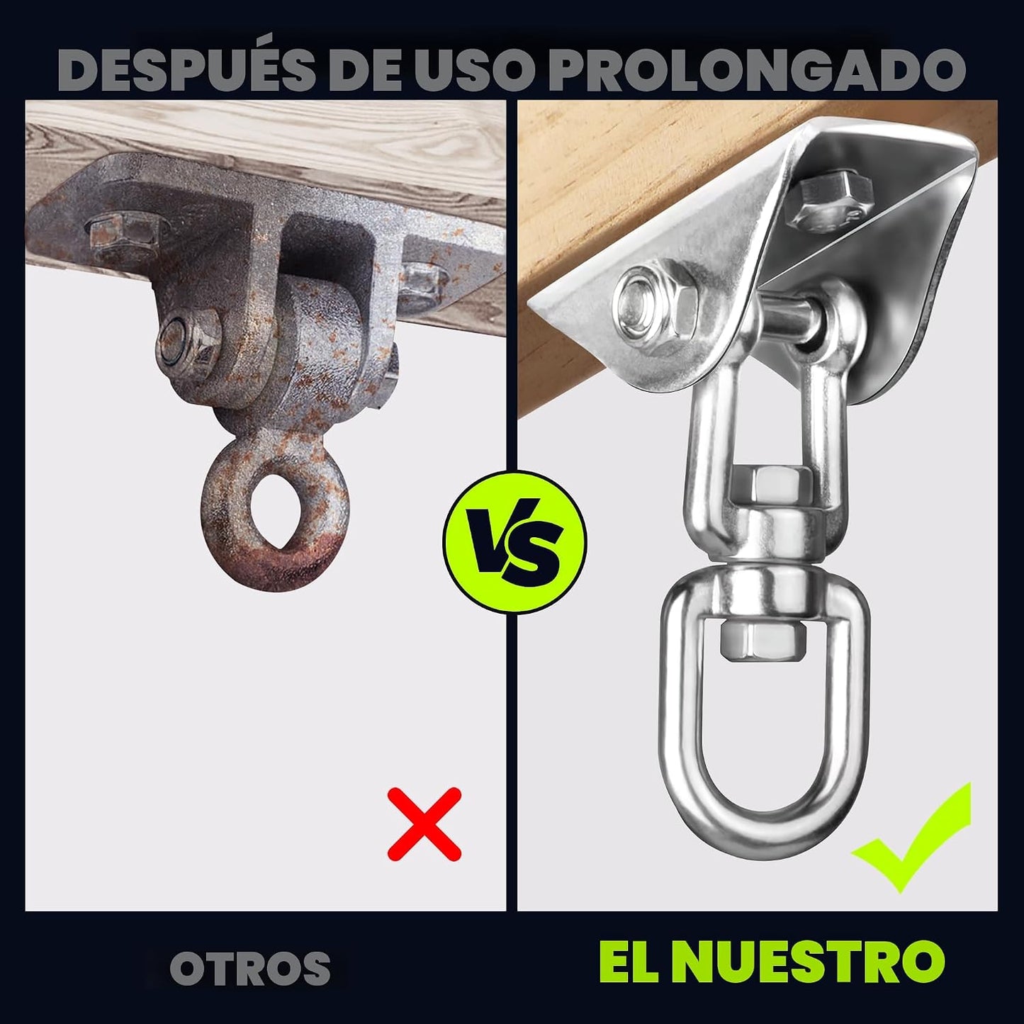Perchas columpio acero inox 360 colgador hamaca 2 pack