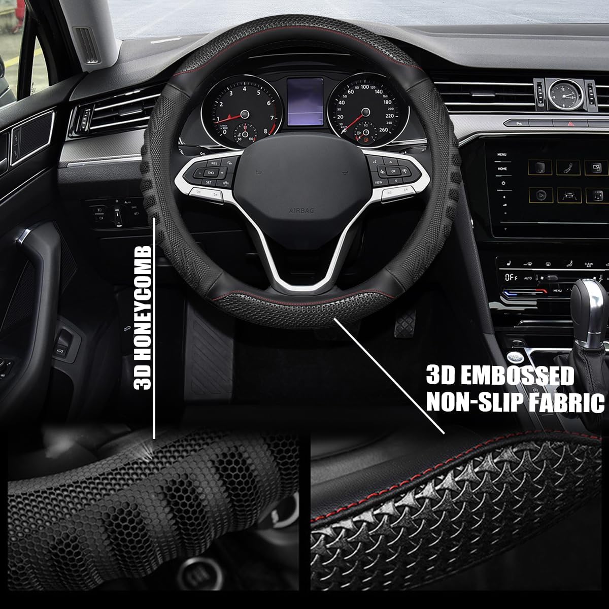 Funda volante cuero antiderrap 15" universal